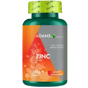 Zinc 15mg, 300tab, Adams Supplements