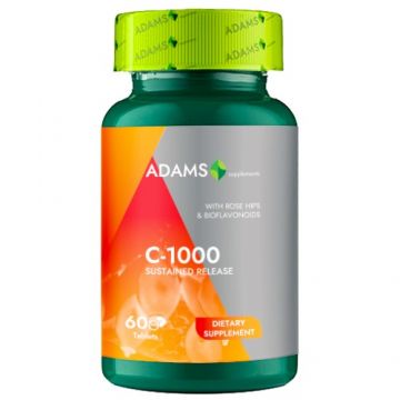 Vitamina C-1000 cu macese, 60tab, Adams Supplements