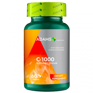 Vitamina C-1000 cu macese, 60tab, Adams Supplements