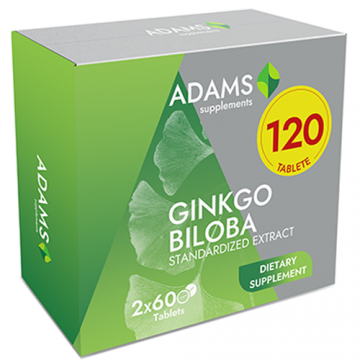 Pachet Ginkgo Biloba 60 tab, 1+1, Adams