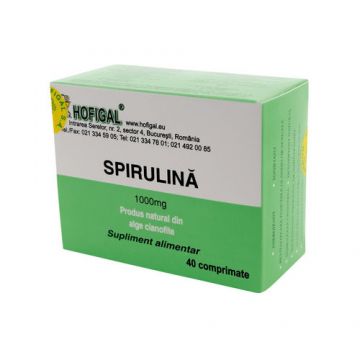 Spirulină 1000mg, 40 tablete | Hofigal