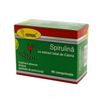 Spirulină cu Extract Total de Cătină, 40 comprimate | Hofigal