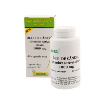 Ulei de Cânepă 1000mg, 40 capsule | Hofigal