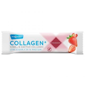 Baton Proteic cu colagen si capsuni, fara gluten, 40g, Maxsport