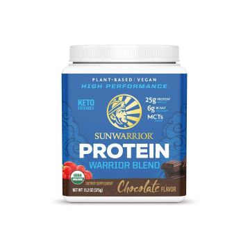 Sunwarrior Plant-based Organic Protein, Proteina Organica Vegana, Cu Aroma De Ciocolata, 375 G, GNC