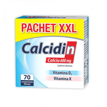 Calcidin + Vitamina D3 + Vitamina K 70 comprimate filmate Pachet XXL