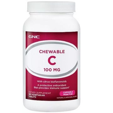 GNC Vitamina C 100 mg masticabila pentru copii cu macese si acerola ,180 comprimate GNC Vitamina C 100 mg masticabila pentru copii cu macese si acerola ,180 comprimate