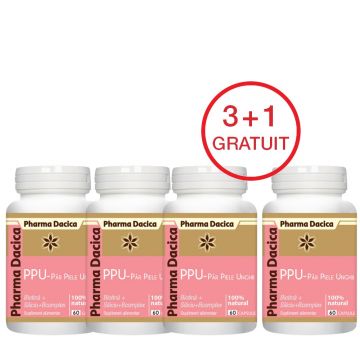 PPU – păr, piele, unghii 3+1 Gratuit, 60 capsule x 4 PPU – păr, piele, unghii 3+1 Gratuit, 60 capsule x 4